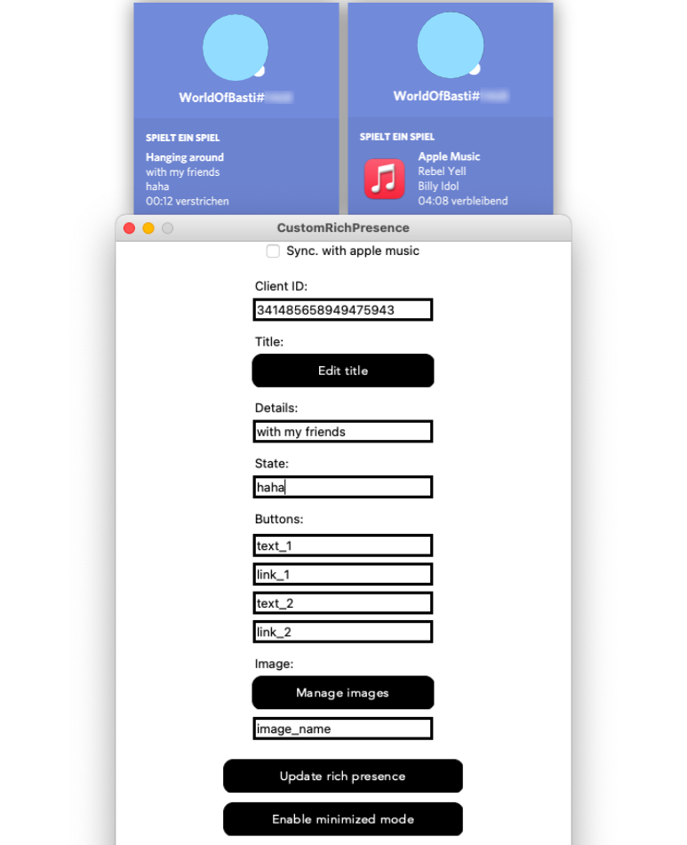 CustomRichPresence app screenshot